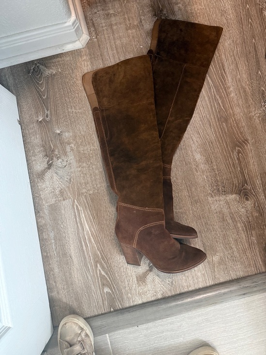 Dolce Vita Shoes - Dolce Vita Brown Suede Over-the-Knee Block Heel Boots